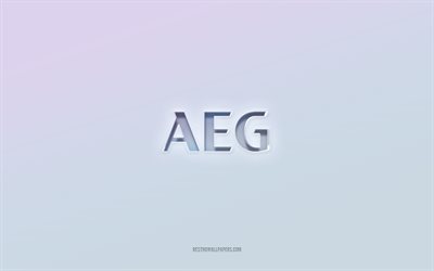 AEG logo, cut out 3d text, white background, AEG 3d logo, AEG emblem, AEG, embossed logo, AEG 3d emblem