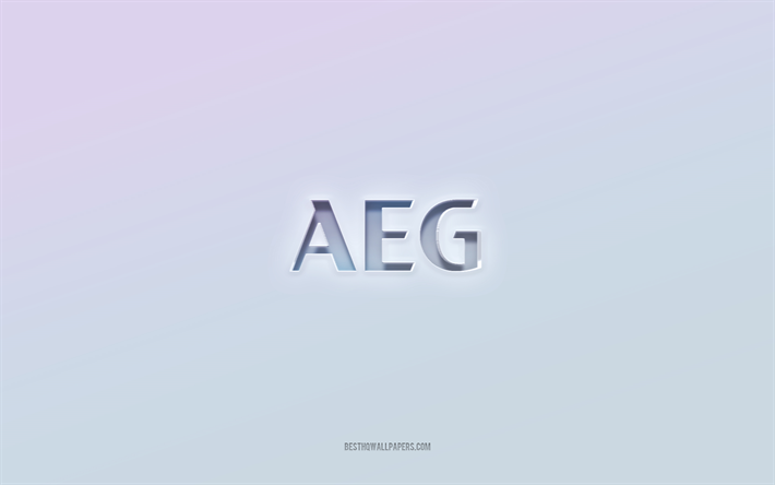 شعار aeg, قطع نص ثلاثي الأبعاد, خلفية بيضاء, شعار aeg ثلاثي الأبعاد, زمن, شعار منقوش