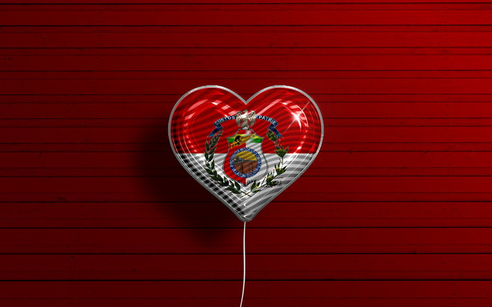 I Love Villazon, 4k, realistic balloons, red wooden background, Day of Villazon, Bolivian cities, flag of Villazon, Bolivia, balloon with flag, cities of Bolivia, Villazon flag, Villazon