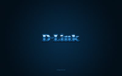 logo d-link, logotipo azul brilhante, emblema de metal d-link, textura de fibra de carbono azul, d-link, marcas, arte criativa, emblema d-link