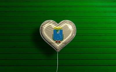 I Love Sao Luis, 4k, realistic balloons, green wooden background, Day of Sao Luis, brazilian cities, flag of Sao Luis, Brazil, balloon with flag, cities of Brazil, Sao Luis flag, Sao Luis