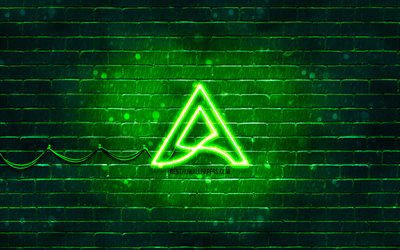 Arctic green logo, 4k, green brickwall, Arctic logo, brands, Arctic neon logo, Arctic