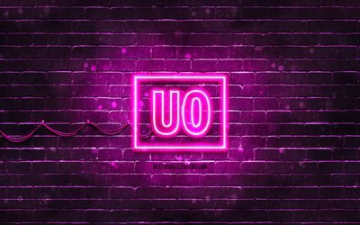 urban outfitters violetti logo, 4k, violetti tiilisein&#228;, urban outfitters logo, tuotemerkit, urban outfitters neonlogo, urban outfitters