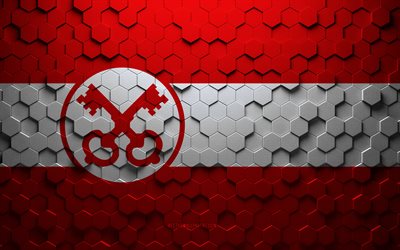 drapeau de leiden, art en nid d abeille, drapeau des hexagones de leiden, art des hexagones 3d de leiden