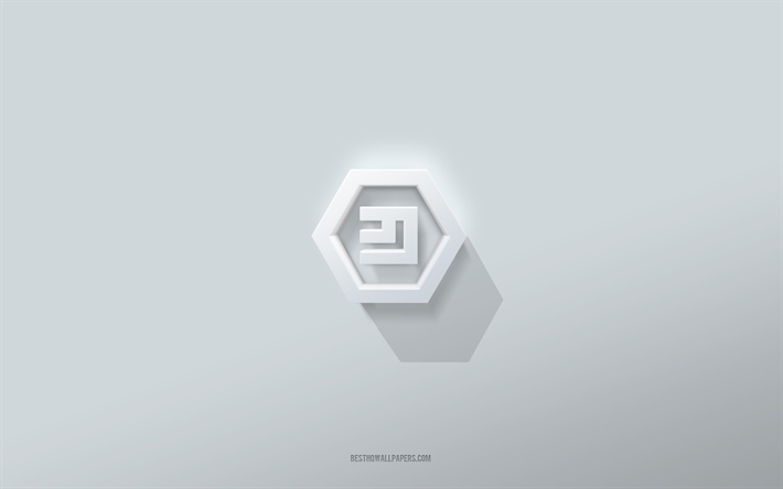 emercoin logotyp, vit bakgrund, emercoin 3d logotyp, 3d konst, emercoin, 3d emercoin emblem, kreativ konst, emercoin emblem