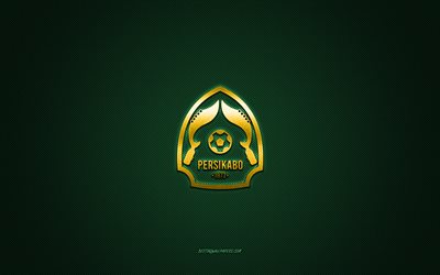 persikabo 1973, indonesian jalkapalloseura, keltainen logo, vihre&#228; hiilikuitu tausta, liga 1, jalkapallo, bogor, indonesia, persikabo 1973 logo
