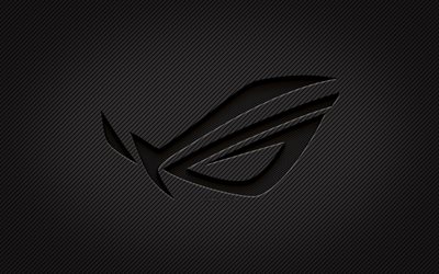 rog carbon logotyp, 4k, grunge art, republic of gamers, carbon bakgrund, kreativ, rog svart logotyp, varumärken, rog logotyp, rog