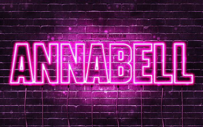 Annabell, 4k, wallpapers with names, female names, Annabell name, purple neon lights, Happy Birthday Annabell, popular german female names, picture with Annabell name