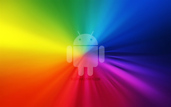 Logo Android, vortex, arc-en-ciel de milieux, cr&#233;atif, syst&#232;mes d&#39;exploitation, des illustrations, des Android