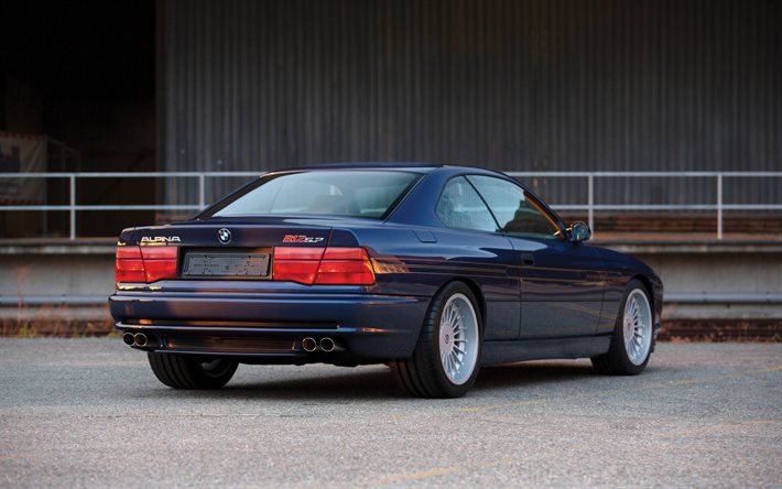Alpina B12, 1991, BMW 8-s&#233;rie, E31, vis&#227;o traseira, exterior, azul coup&#233;, BMW 8, carros alem&#227;es, BMW