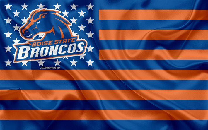 Boise State Broncos, American football team, creative American flag, blue orange flag, NCAA, Boise, Idaho, USA, Boise State Broncos logo, emblem, silk flag, American football