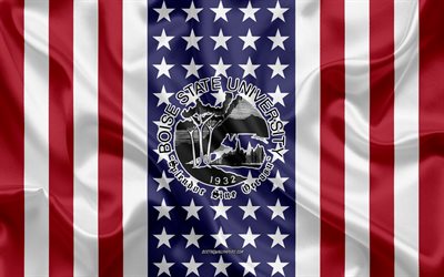 Boise State University Emblem, Amerikanska Flaggan, Boise State University logotyp, Boise, Idaho, USA, Emblem i Boise State University