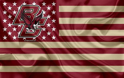 Boston College Eagles Amerikan futbol takımı, yaratıcı Amerikan bayrağı, bordo altın bayrak, NCAA, Chestnut Hill, Massachusetts, ABD, Boston College Eagles logo, amblem, ipek bayrak, Amerikan Futbolu