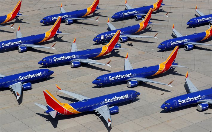 Boeing 737 MAX, Southwest Airlines, avions de transport de passagers, l&#39;a&#233;roport, compagnies a&#233;riennes de passagers, Boeing 737, des avions, des Boeing