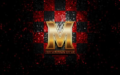 Maryland Terrapins, glitter logo, NCAA, red black checkered background, USA, american football team, Maryland Terrapins logo, mosaic art, american football, America