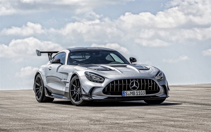 Mercedes-AMG GT Black Series, 2021, 4k, supercar, silver sports coupe, new silver AMG GT, german cars, Mercedes