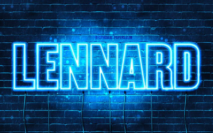 Lennard, 4k, wallpapers with names, horizontal text, Lennard name, Happy Birthday Lennard, popular german male names, blue neon lights, picture with Lennard name