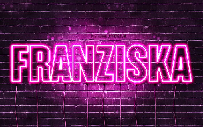 Franziska, 4k, isimleri, Bayan isimleri, Franziska adı, mor neon ışıkları Franziska adı, Doğum g&#252;n&#252;n kutlu olsun Franziska, pop&#252;ler Alman kadın isimleri, resimli duvar kağıtları