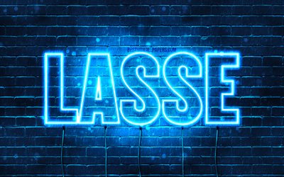 Lasse, 4k, wallpapers with names, horizontal text, Lasse name, Happy Birthday Lasse, popular german male names, blue neon lights, picture with Lasse name