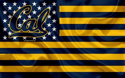 California Golden Bears, American football team, creative American flag, blue yellow flag, NCAA, Berkeley, California, USA, California Golden Bears logo, emblem, silk flag, American football