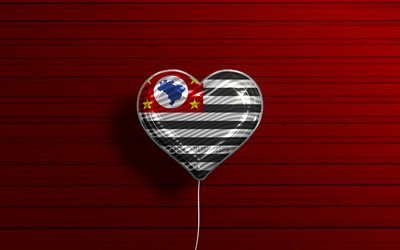 I Love Sao Paulo, 4k, palloncini realistici, sfondo rosso in legno, stati brasiliani, bandiera di San Paolo, Brasile, palloncino con bandiera, Stati del Brasile, San Paolo, Giorno di San Paolo