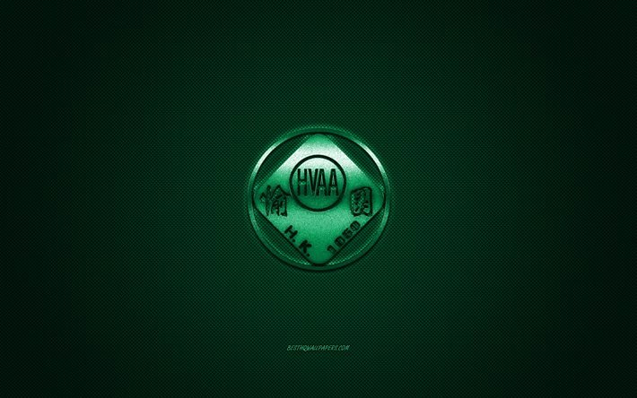 Happy Valley AA, Hong Kong football club, green logo, green carbon fiber background, Hong Kong Premier League, football, Hong Kong, Happy Valley AA logo