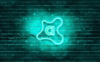 Avast turquoise logo, 4k, turquoise brickwall, Avast logo, antivirus software, Avast neon logo, Avast