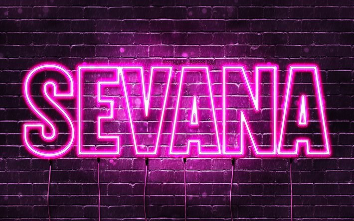 セバナ, 4k, 名前の壁紙, 女性の名前, セバナ名, 紫のネオンライト, お誕生日おめでとうセバナ, 人気のアラビア語の女性の名前, セバナの名前の写真