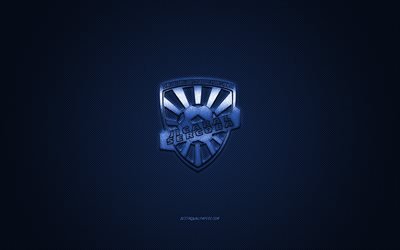 ADR Jicaral, Costa Rican jalkapalloseura, sininen logo, sininen hiilikuitutausta, Liga FPD, jalkapallo, Jicaral, Costa Rica, ADR Jicaral-logo