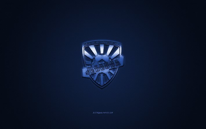 ADR Jicaral, Costa Rican football club, blue logo, blue carbon fiber background, Liga FPD, football, Jicaral, Costa Rica, ADR Jicaral logo