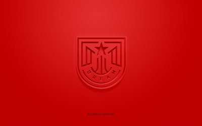 Atlanta Dream, creative 3D logo, red background, American basketball club, WNBA, Atlanta, USA, 3d art, basketball, Atlanta Dream 3d logo