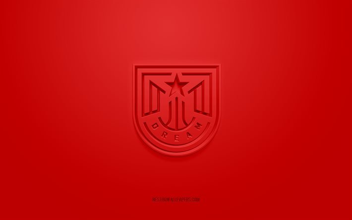 Atlanta Dream, logotipo creativo en 3D, fondo rojo, club de baloncesto estadounidense, WNBA, Atlanta, EE UU, Arte 3d, baloncesto, logotipo Atlanta Dream 3d