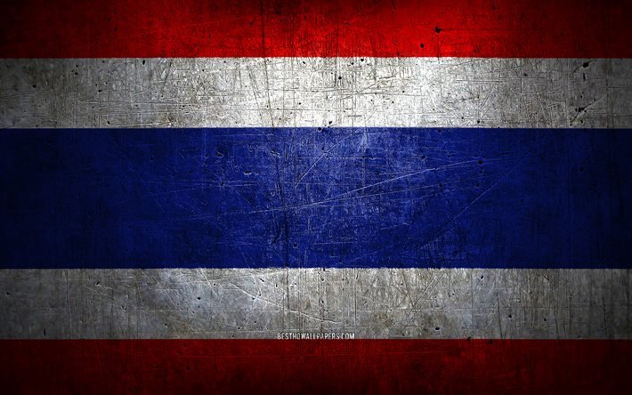 タイの金属旗, グランジアート, アジア諸国, タイの日, 国家のシンボル, タイの旗, 金属旗, アジア, タイ
