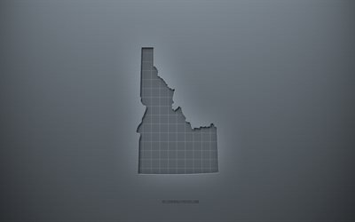 Idaho map, gray creative background, Idaho, USA, gray paper texture, American states, Idaho map silhouette, map of Idaho, gray background, Idaho 3d map