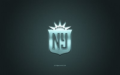NY Gotham FC, amerikansk fotbollsklubb, NWSL, bl&#229; logotyp, bl&#229; kolfiberbakgrund, National Womens Soccer League, fotboll, North New Jersey, USA, NY Gotham FC-logotyp