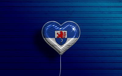 J&#39;aime Remscheid, 4k, ballons r&#233;alistes, fond bleu en bois, villes allemandes, drapeau de Remscheid, Allemagne, ballon avec drapeau, drapeau Remscheid, Remscheid, jour de Remscheid