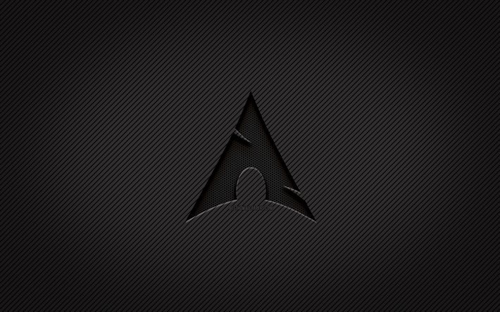 manjaro carbon-logo, 4k, grunge-kunst, carbon-hintergrund, kreativ, schwarzes gnome-logo, linux, manjaro-logo, manjaroja