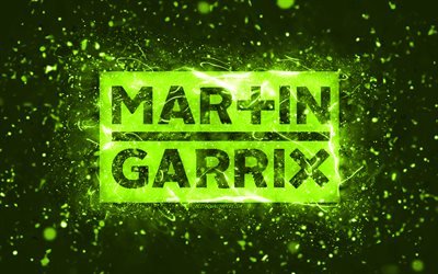 Martin Garrix lime-logotyp, 4k, holl&#228;ndska DJs, lime neonljus, kreativ, lime abstrakt bakgrund, Martijn Gerard Garritsen, Martin Garrix-logotyp, musikstj&#228;rnor, Martin Garrix