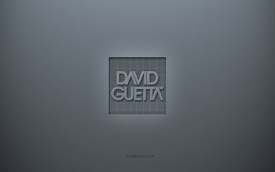 Logo di David Guetta, sfondo grigio creativo, emblema di David Guetta, texture di carta grigia, David Guetta, sfondo grigio, logo 3d di David Guetta