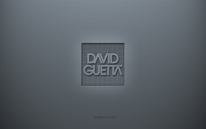 Logotipo David Guetta, fundo cinza criativo, emblema David Guetta, textura de papel cinza, David Guetta, fundo cinza, logotipo David Guetta 3D