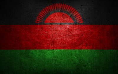Malawian metal flag, grunge art, African countries, Day of Malawi, national symbols, Malawi flag, metal flags, Flag of Malawi, Africa, Malawian flag, Malawi