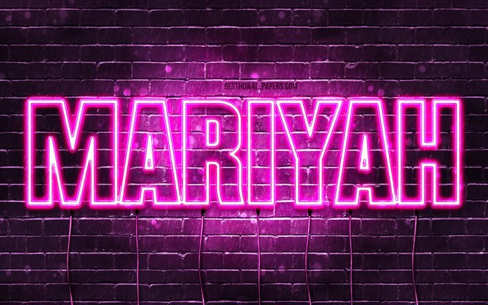 Mariyah, 4k, wallpapers with names, female names, Mariyah name, purple neon lights, Happy Birthday Mariyah, popular arabic female names, picture with Mariyah name