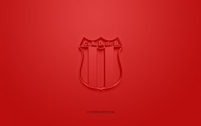 Defensores de Belgrano, luova 3D-logo, punainen tausta, Argentiinan jalkapallojoukkue, Primera B Nacional, Buenos Aires, Argentiina, 3d-taide, jalkapallo, Defensores de Belgrano 3d-logo