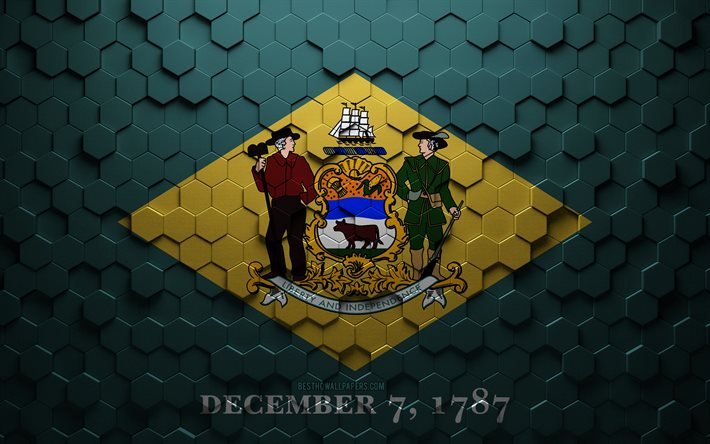 Delaware bayrağı, petek sanatı, Delaware altıgenler bayrağı, Delaware, 3d altıgenler sanatı