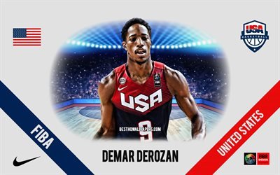 DeMar DeRozan, &#233;quipe nationale de basket-ball des &#201;tats-Unis, joueur am&#233;ricain de basket-ball, NBA, portrait, &#201;tats-Unis, basket-ball
