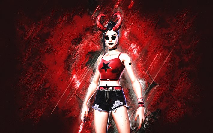 Fortnite Demon Style Surf Witch Skin, Fortnite, main characters, red stone background, Demon Style Surf Witch, Fortnite skins, Demon Style Surf Witch Skin, Demon Style Surf Witch Fortnite, Fortnite characters