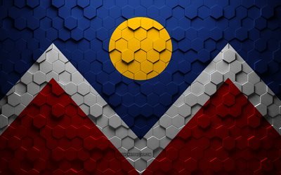 Drapeau de Denver, art en nid d&#39;abeille, drapeau des hexagones de Denver, Denver, art des hexagones 3d, drapeau de Denver