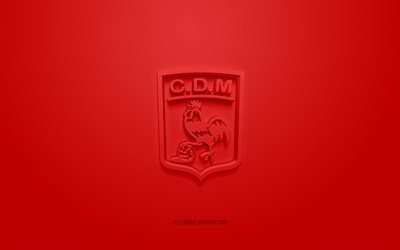 Deportivo Moron, creative 3D logo, red background, Argentine football team, Primera B Nacional, Moron, Argentina, 3d art, football, Deportivo Moron 3d logo
