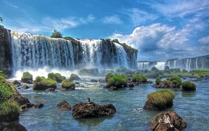 iguazu, vattenfall, river, staten, brasilien