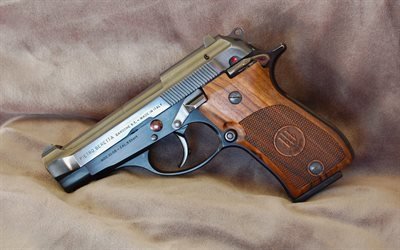beretta, vapen, sj&#228;lv laddar pistol, 1984
